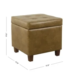 Benches & Ottomans-Kirkland's Home Faux Leather Tufted Storage Ottoman Brown