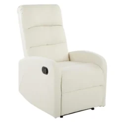 Accent Chairs-Kirkland's Home Faux Leather Upholstered Slim Recliner Ivory