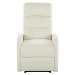 Accent Chairs-Kirkland's Home Faux Leather Upholstered Slim Recliner Ivory