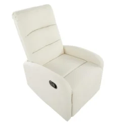 Accent Chairs-Kirkland's Home Faux Leather Upholstered Slim Recliner Ivory