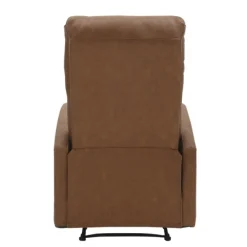 Accent Chairs-Kirkland's Home Faux Leather Upholstered Slim Recliner Brown