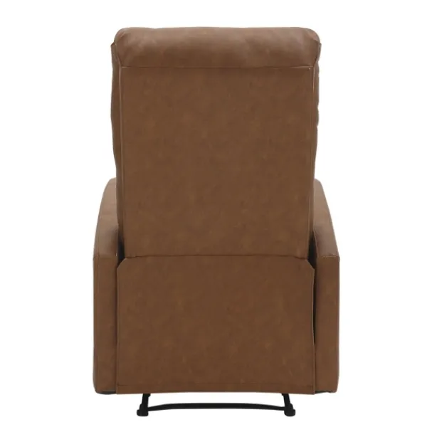 Accent Chairs-Kirkland's Home Faux Leather Upholstered Slim Recliner Brown