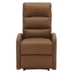 Accent Chairs-Kirkland's Home Faux Leather Upholstered Slim Recliner Brown