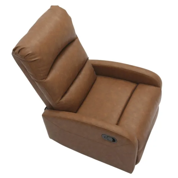 Accent Chairs-Kirkland's Home Faux Leather Upholstered Slim Recliner Brown