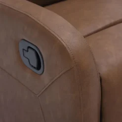 Accent Chairs-Kirkland's Home Faux Leather Upholstered Slim Recliner Brown
