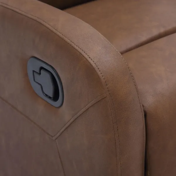 Accent Chairs-Kirkland's Home Faux Leather Upholstered Slim Recliner Brown