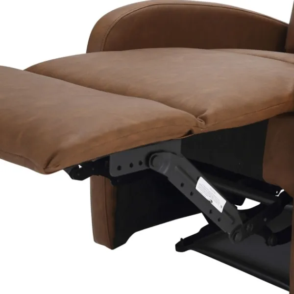 Accent Chairs-Kirkland's Home Faux Leather Upholstered Slim Recliner Brown