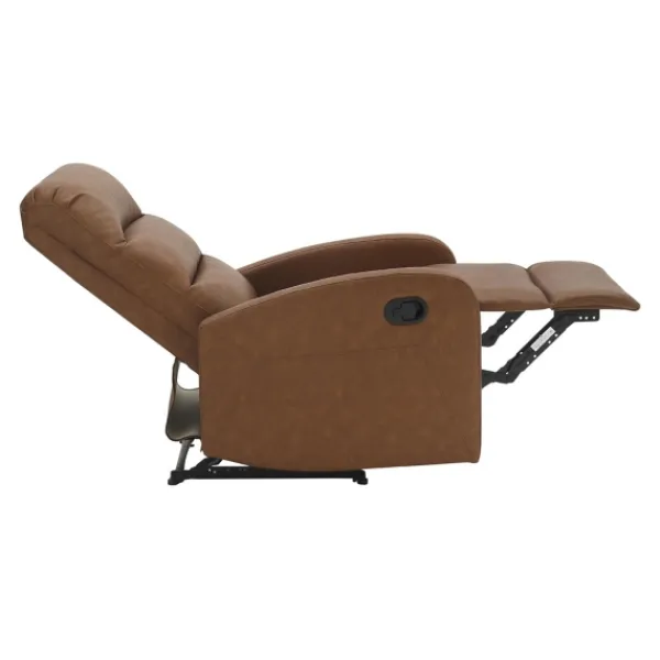 Accent Chairs-Kirkland's Home Faux Leather Upholstered Slim Recliner Brown