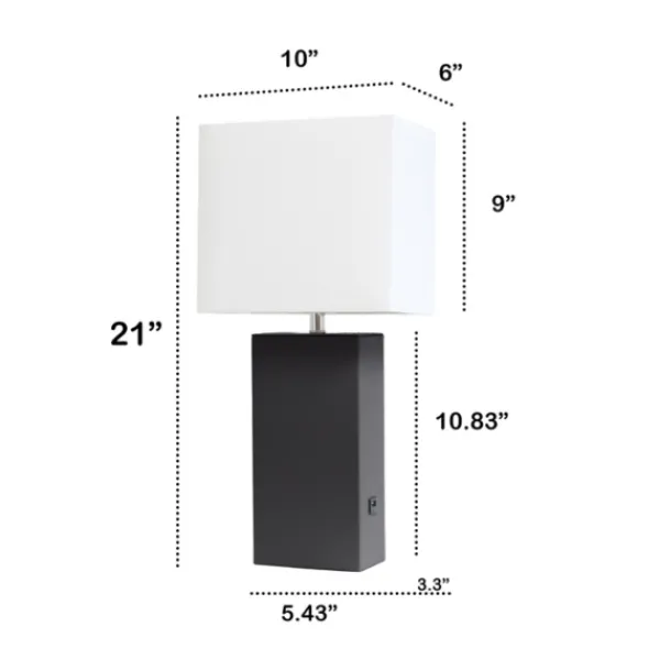 Table Lamps-Kirkland's Home Faux Leather Usb Table Lamp Black