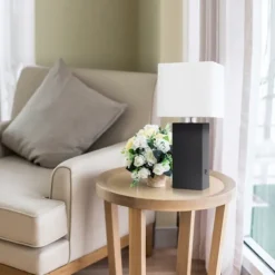 Table Lamps-Kirkland's Home Faux Leather Usb Table Lamp Black