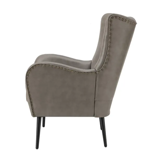 Accent Chairs-Kirkland's Home Faux Leather Wingback Accent Chair Gray