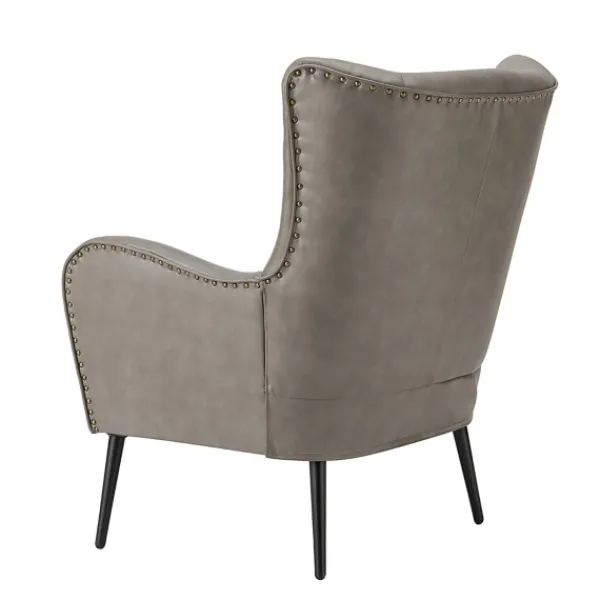 Accent Chairs-Kirkland's Home Faux Leather Wingback Accent Chair Gray