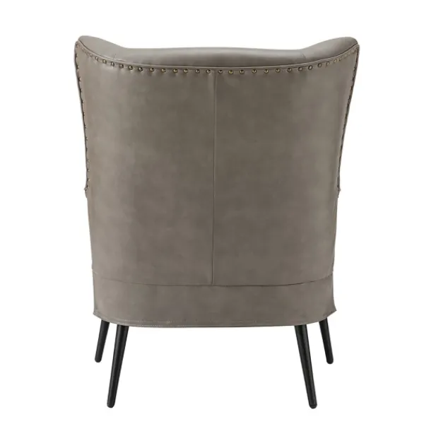 Accent Chairs-Kirkland's Home Faux Leather Wingback Accent Chair Gray