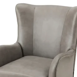 Accent Chairs-Kirkland's Home Faux Leather Wingback Accent Chair Gray