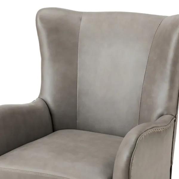 Accent Chairs-Kirkland's Home Faux Leather Wingback Accent Chair Gray