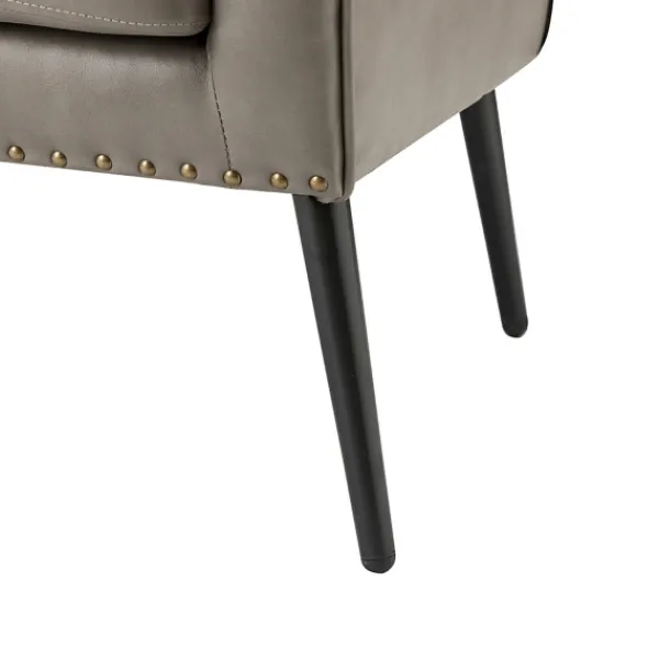 Accent Chairs-Kirkland's Home Faux Leather Wingback Accent Chair Gray