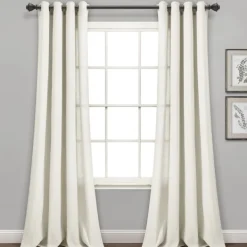 Curtains & Drapes-Kirkland's Home Faux Linen Curtain Panel Set, 84 In. Ivory