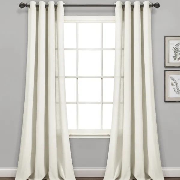 Curtains & Drapes-Kirkland's Home Faux Linen Curtain Panel Set, 84 In. Ivory