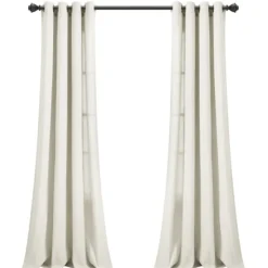Curtains & Drapes-Kirkland's Home Faux Linen Curtain Panel Set, 84 In. Ivory