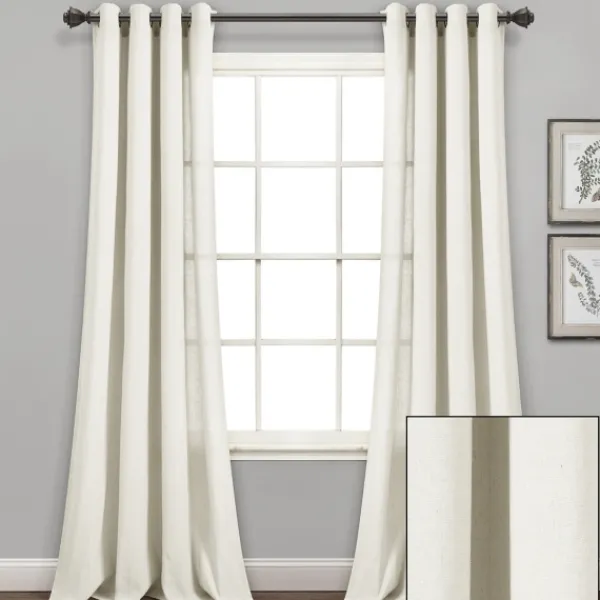 Curtains & Drapes-Kirkland's Home Faux Linen Curtain Panel Set, 84 In. Ivory