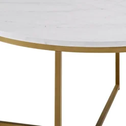 Coffee Tables-Kirkland's Home Faux Marble & Gold X-Base Coffee Table White