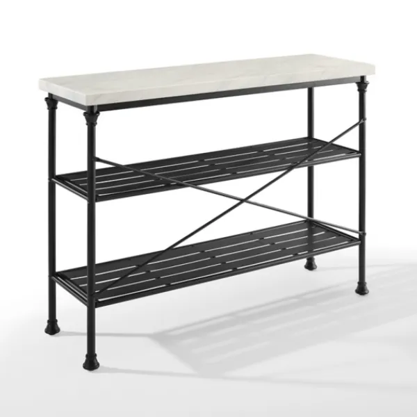 Console Tables-Kirkland's Home Faux Marble Top 3-Tier Melody Console Table Black