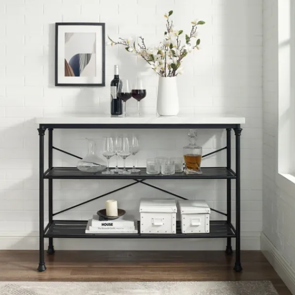 Console Tables-Kirkland's Home Faux Marble Top 3-Tier Melody Console Table Black