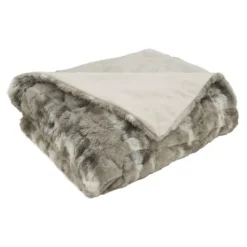 Blankets & Throws-Kirkland's Home Faux Mink Fur Throw Gray