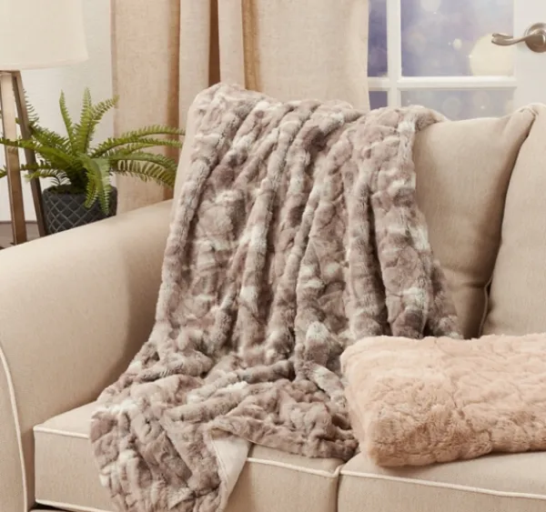 Blankets & Throws-Kirkland's Home Faux Mink Fur Throw Gray