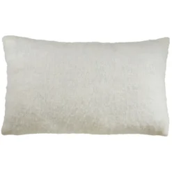 Pillows-Kirkland's Home Faux Mohair Lumbar Pillow Ivory