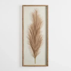 Wall Plaques-Kirkland's Home Faux Pampas Grass Beaded Frame Wall Plaque Tan