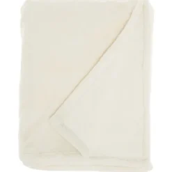 Blankets & Throws-Kirkland's Home Faux Sheared Mink Throw Ivory