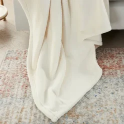 Blankets & Throws-Kirkland's Home Faux Sheared Mink Throw Ivory