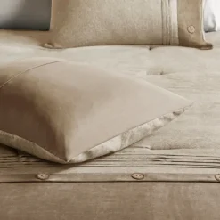 Comforters-Kirkland's Home Faux Suede 7-Pc. King Comforter Set Tan