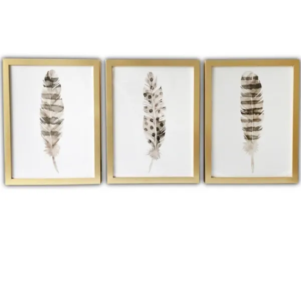 Framed Art-Kirkland's Home Feathers Framed Art Prints, Set Of 3 White/Brown
