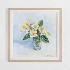 Framed Art-Kirkland's Home February Primrose Framed Art Print White/Blue/Green