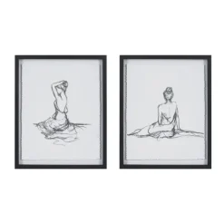 Framed Art-Kirkland's Home Feminine Figures Framed Art Prints, Set Of 2 Black/White