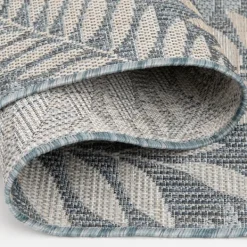 Outdoor Rugs-Kirkland's Home Fern Leaves Indoor/Outdoor Area Rug, 2X7 Blue