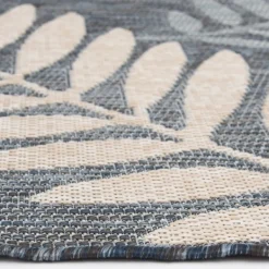 Outdoor Rugs-Kirkland's Home Fern Leaves Indoor/Outdoor Area Rug, 5X7 Blue