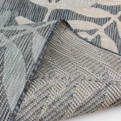 Outdoor Rugs-Kirkland's Home Fern Leaves Indoor/Outdoor Area Rug, 5X7 Blue