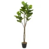 Trees & Topiaries-Kirkland's Home Fiddle Leaf Fig In Ribbed Rock Planter