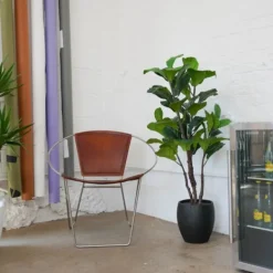 Trees & Topiaries-Kirkland's Home Fiddle Leaf Fig Tree In Black Wood Pot