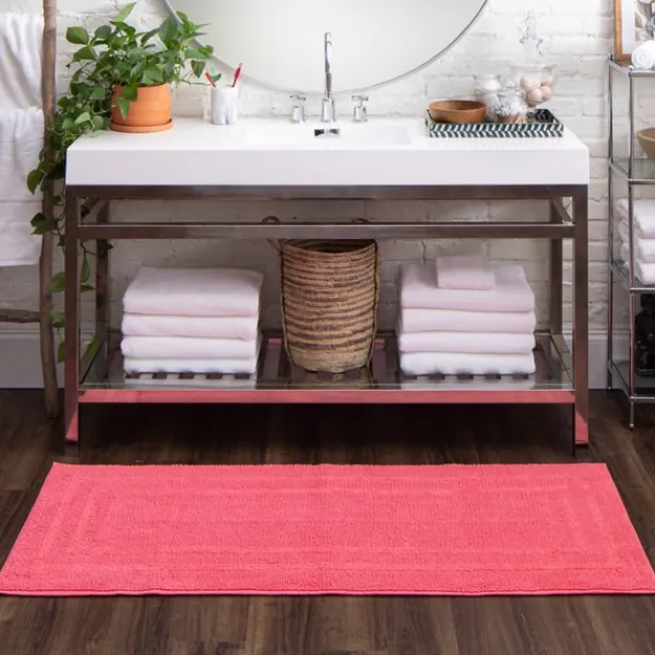 Bathroom Rugs-Kirkland's Home Fiesta Plush Reversible Cotton Bath Mat, 60 In. Pink