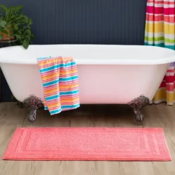 Bathroom Rugs-Kirkland's Home Fiesta Plush Reversible Cotton Bath Mat, 45 In. Pink