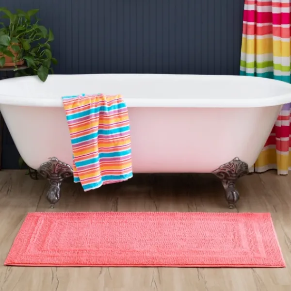 Bathroom Rugs-Kirkland's Home Fiesta Plush Reversible Cotton Bath Mat, 45 In. Pink