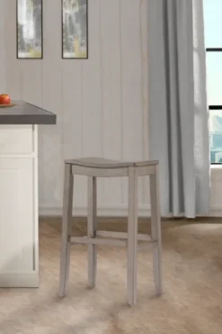 Bar Stools & Counter Height Stools-Kirkland's Home Finley Saddle Seat Counter Stool Gray