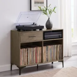 Tv Stands & Media Consoles-Kirkland's Home Finn Record Storage Media Cabinet Brown