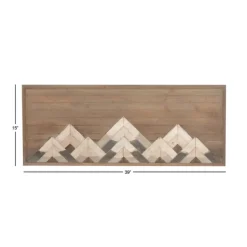 Wall Plaques-Kirkland's Home Fir Wood Abstract Mountain Range Plaque Brown