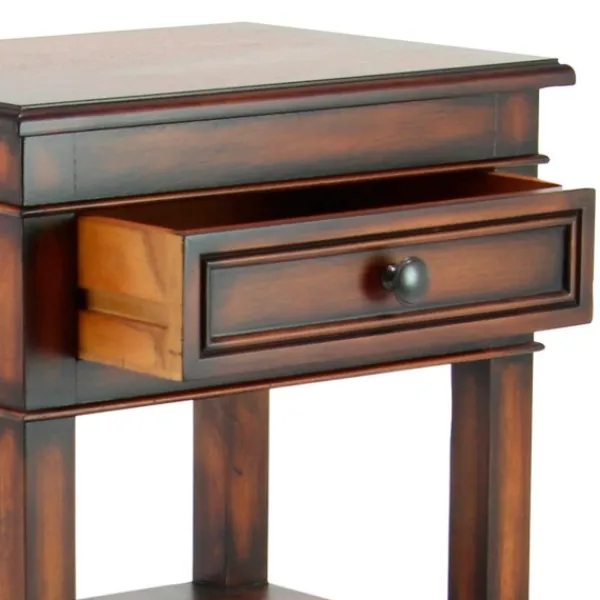 Accent & End Tables-Kirkland's Home Fir Wood Tiered Side Table Brown