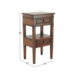 Accent & End Tables-Kirkland's Home Fir Wood Tiered Side Table Brown